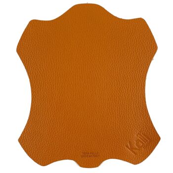 K0001LB | Tapis de Souris Fabriqué en Italie en Cuir Véritable Pleine Fleur, Dollar Grain - Couleur Orange - Dimensions : 20 x 23 cm - Conditionnement : Sachet tubulaire TNT 1