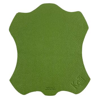 K0001EB | Tapis de souris fabriqué en Italie en cuir pleine fleur véritable, grain dollar - Couleur verte - Dimensions : 20 x 23 cm - Conditionnement : sac tubulaire TNT 1