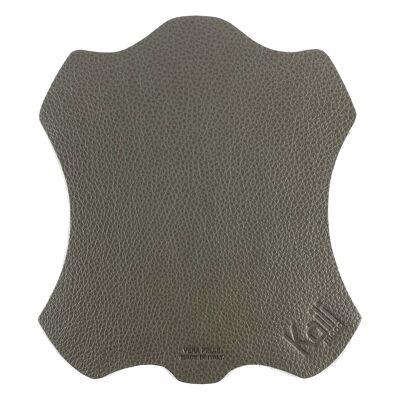K0001FB | Made in Italy mouse pad in genuine full-grain leather, dollar grain - Gray color - Dimensions: 20 x 23 cm - Packaging: TNT tubular bag