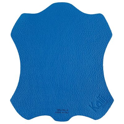 K0001OB | Tappetino per Mouse Made in Italy in Vera Pelle pieno fiore, grana dollaro - Colore Azzurro - Dimensioni: cm 20 x 23 - Confezione: Sacchetto tubolare Tnt