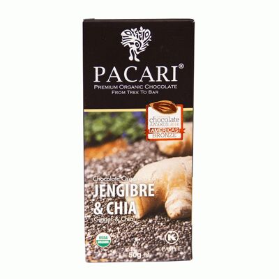 Gingembre et Chia Chocolat Paccari Noir Bio 50gr