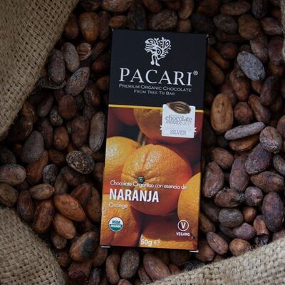 Paccari Dunkle Schokolade Orange Bio 50gr