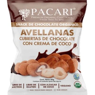 Avellana cubierta de chocolate con crema de coco