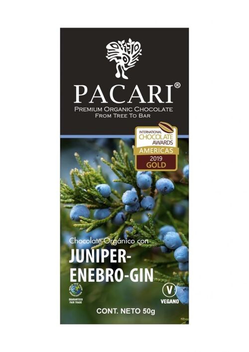 Genévrier Tablette Chocolat Paccari Noir Bio 50gr