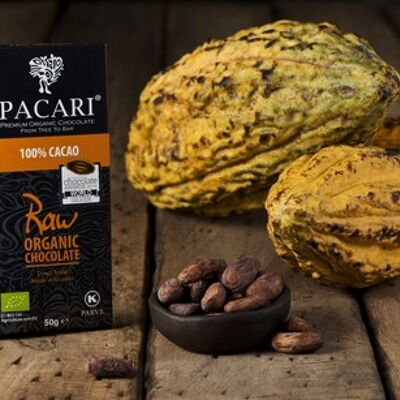 Barra de Chocolate Negro Paccari Crudo 100% Ecológico 50gr