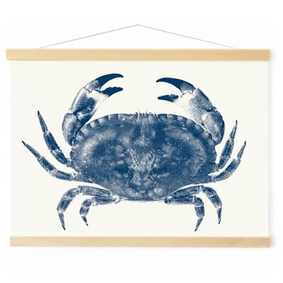 Crab poster - antique blue