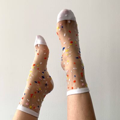 Transparent fancy socks - Annabelle - White