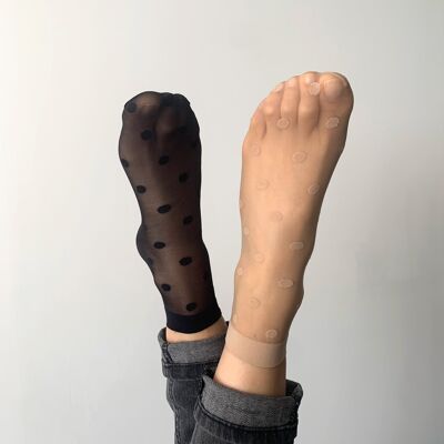 Große Voile-Socken mit Punkten – Florence – 2er-Pack