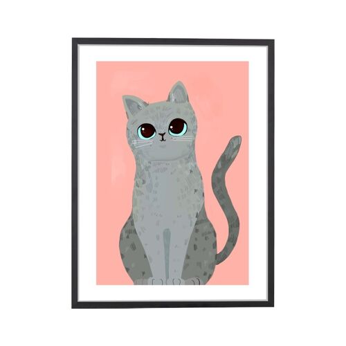 Cat Salmon Pink Art Print
