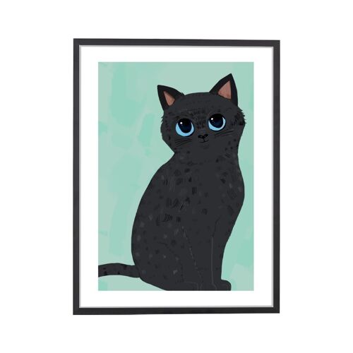 Cat Teal Art Print