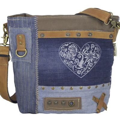 Domelo traditional bag dirndl bag shoulder bag Oktoberfest large crossbody bag made of recycled jeans canvas & leather