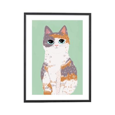 Cat Blue Green Art Print