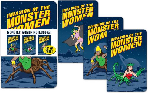 Monster Women - Set of 3 Notebooks