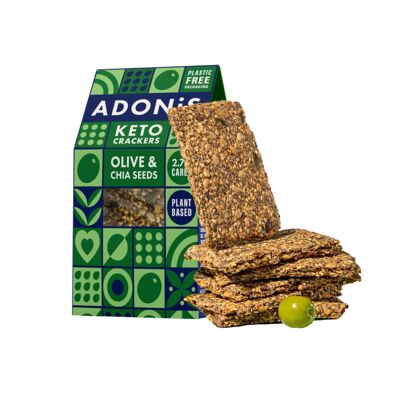 Crackers Keto – Olives et graines de chia (10 x 60g)