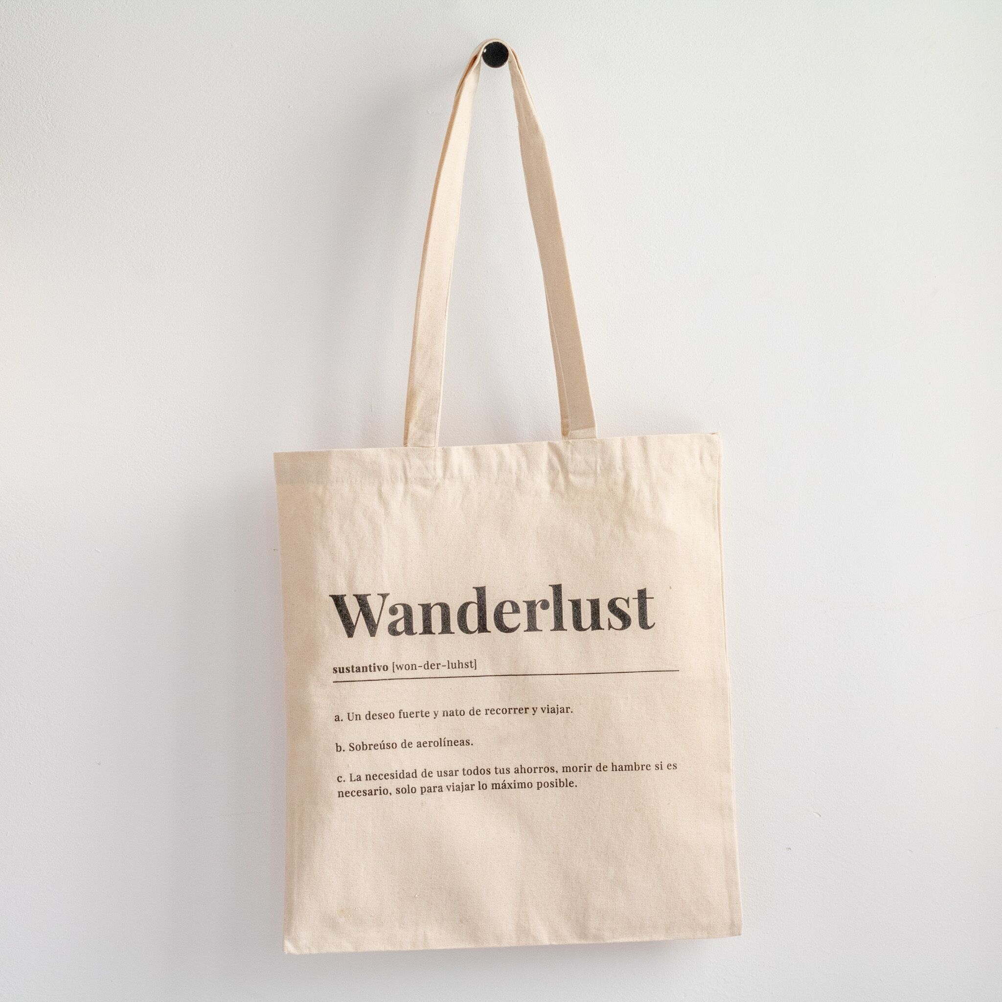 Borsa tote in cotone con voglia di viaggiare