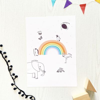 Rainbow celebration print hand finsihed with with gold leaf