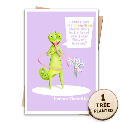 Carte de remerciement écologique et graines de fleurs. Karma caméléon enveloppé