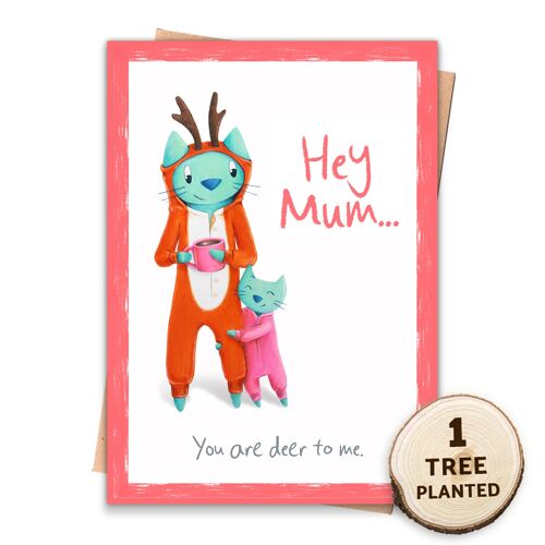 Eco Friendly Mother's Day Card & Plantable Seed. Deer Mum Naked