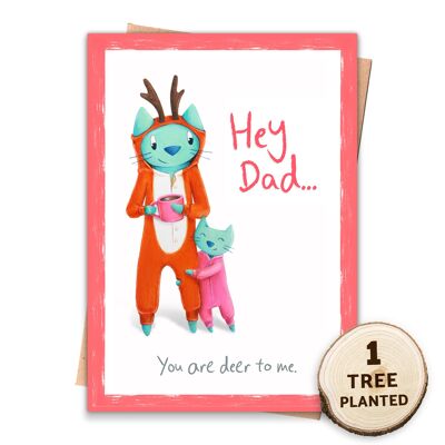 Recycled Birthday / Father's Day Card, Flower Seed. Deer Dad Wrapped