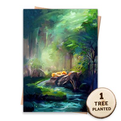 Eco Friendly Forest Card Plantable Flower Seed. Sleeping Fox Naked