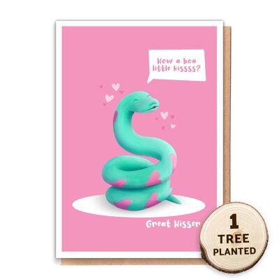 Umweltfreundliche Liebe / lustige Valentinstagskarte. Großer Hisser nackt