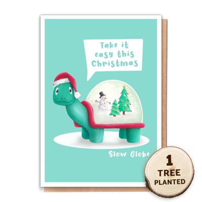 Recycling-Weihnachtskarte & Blumensamen-Öko-Geschenk. Slow Globe verpackt