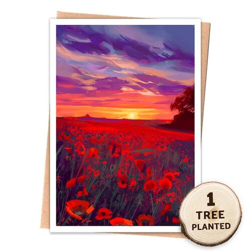 British Landscape Eco Friendly Card & Seeded Gift. Poppies Wrapped