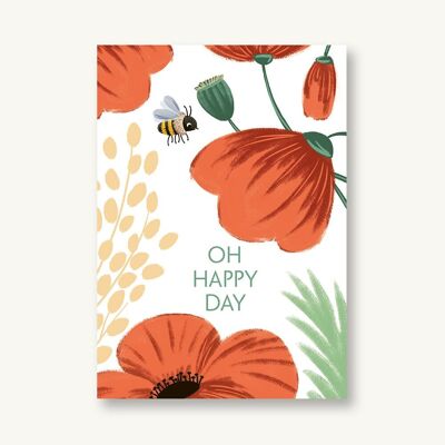 Postkarte Oh happy day Mohnblumen