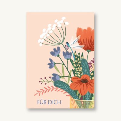 Postcard for you bouquet of flowers