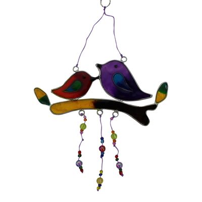 Pájaros de decoración de ventana en rama