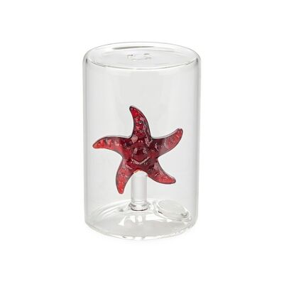 Salière- Saliera, Atlantis Starfish, rosso, vetro
