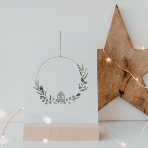 Aquarellkarte Christmas Wreath (VE = 10 Stück)