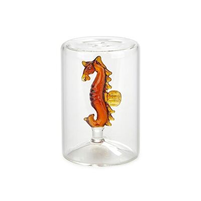 Salière -Salt shaker,Atlantis Seahorse,amber,glass