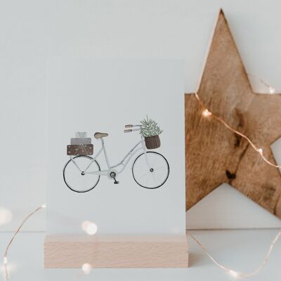 Carte aquarelle Bicyclette de Noël (UE = 10 pièces)
