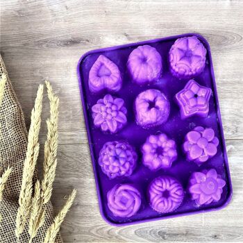 PLANCHE DE MOULES FOLI'FLORA -SILICONE VIOLETS - FORMES FLEURS - FABRICATION SAVON - DIY 3