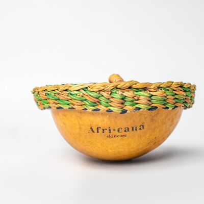 Unrefined Shea Butter from Ghana in calabash with elephant grass cover