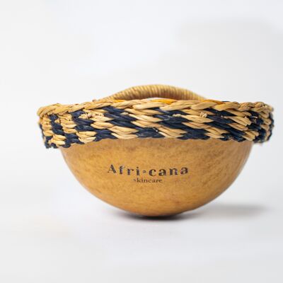 African Black Soap from Ghana in calabash with elephant grass cover