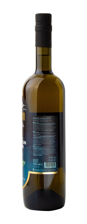 Riccolivo Premium Huile d'Olive Extra Vierge Bleue (Lumière) 750 ml 3