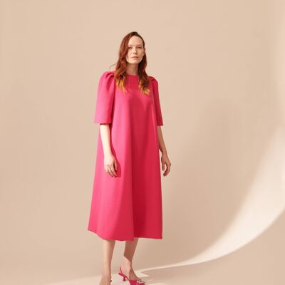 Y102 MIDI DRESS WITH SHORT SLEEVES MIDI DRESS WITH SHORT SLEEVES PINK