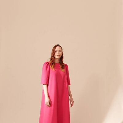 Y102 MIDI DRESS WITH SHORT SLEEVES MIDI DRESS WITH SHORT SLEEVES PINK