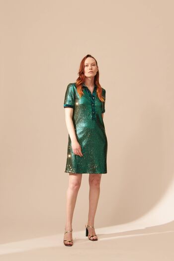 Y126 ROBE POLO À SEQUINS ROBE POLO À SEQUINS Vert 1