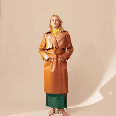 Y136 TRENCH ECOPELLE ECOLEATHER TRENCH COAT Green