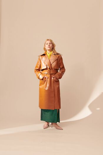 Y136 TRENCH ECO-CUIR TRENCH-COAT EN ECO-CUIR Vert 1