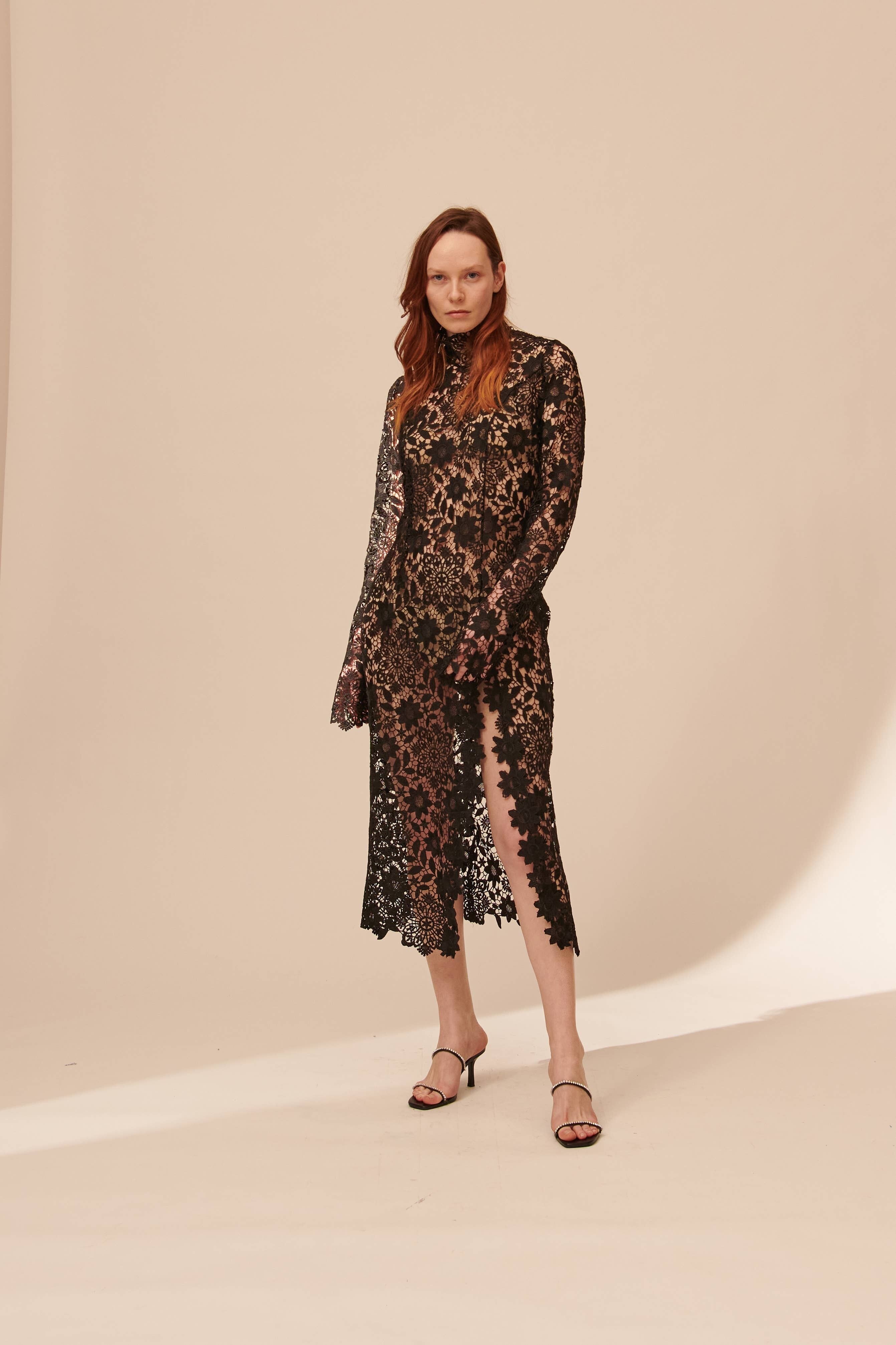 Y107 ABITO MIDI IN PIZZO LACE MIDI DRESS Pink