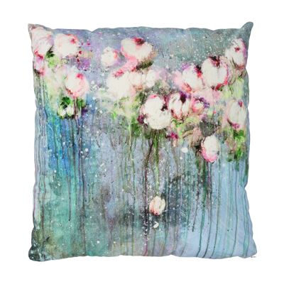 BLUE APRIL CUSHION, velvet, 100% Europe