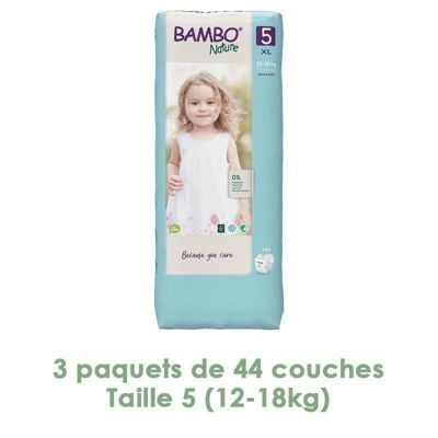 Couches Bambo Nature Junior T5 (12-18kg) - 3 paquets de 44