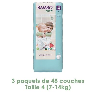 Pañales Bambo Nature Maxi T4 (7-14 kg) - 3 paquetes de 48