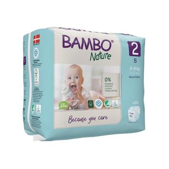 Couches Bambo Nature Mini T2 (3-6 kg) - 6 paquets de 30 2