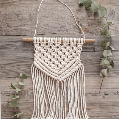 Macramé colgante de pared EVA con rama de bambú, decoración boho