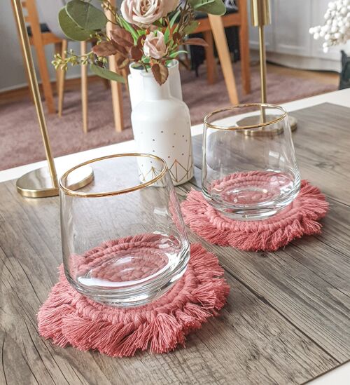 Makramee Untersetzer für Getranke Deko Pflanzen Vasen, Boho Deko